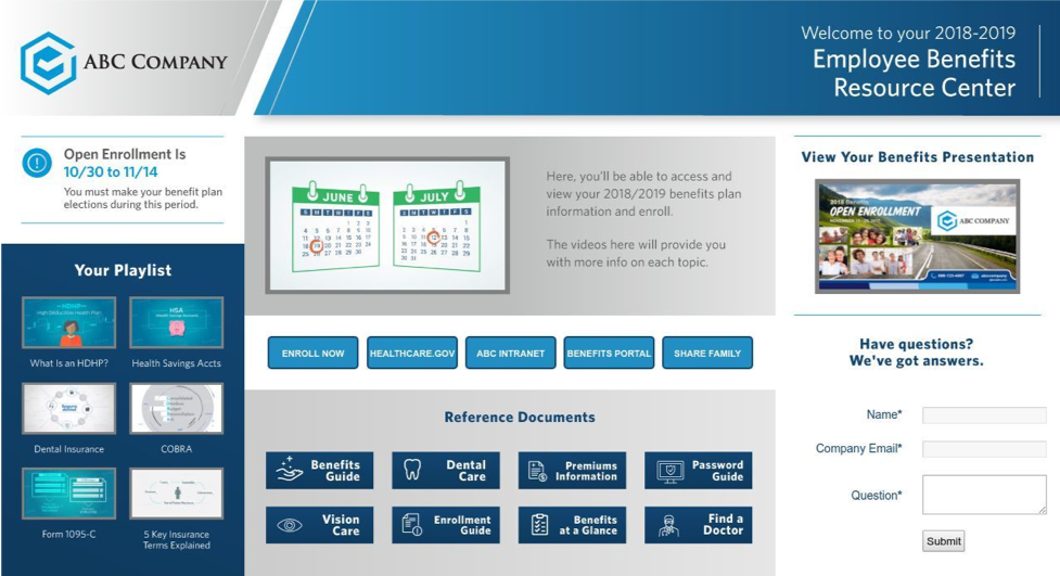 example employee benefits resource center